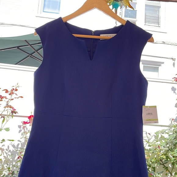 KASPER - Navy Blue - Notched-Neck Sheath Dress Size 4 - Picture 8 of 16